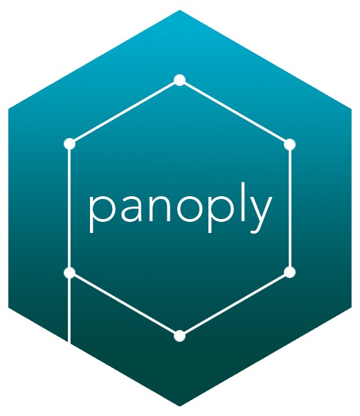 The hex sticker for the package panoply, showing a constellation in the shape of a 'P'