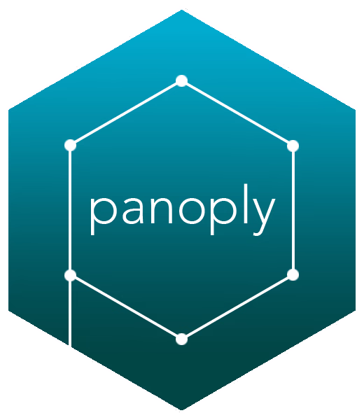 The hex sticker for the package panoply, showing a constellation in the shape of a 'P'